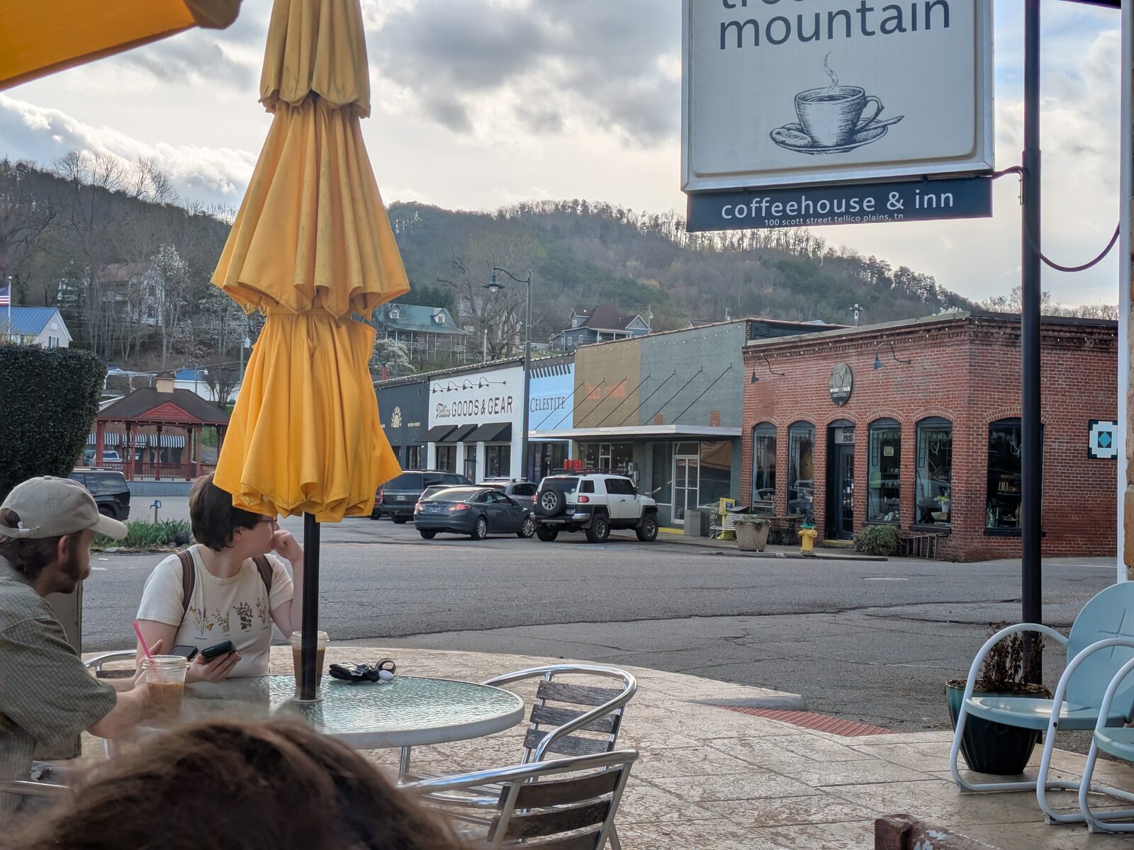Downtown Tellico Plains from the coffee shop below our Airbnb.